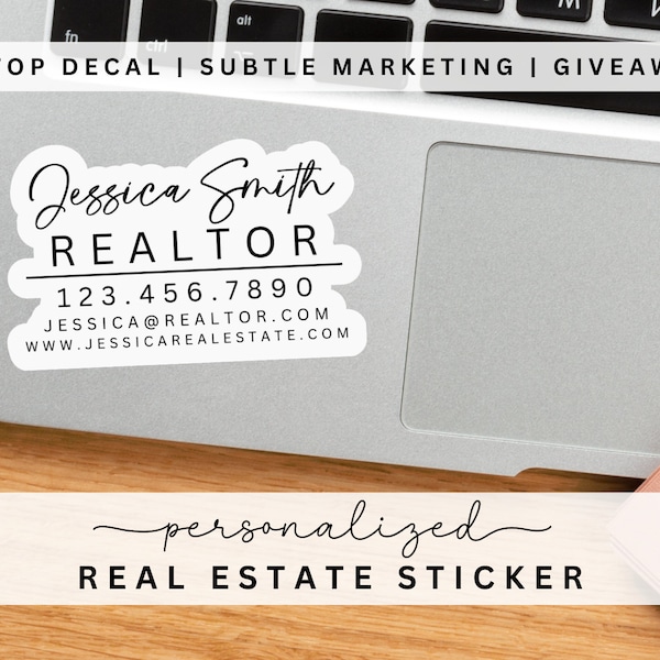 Sticker immobilier PERSONNALISÉ, Sticker immobilier, vinyle autocollant, Sticker pour ordinateur portable, Sticker agent immobilier, marketing outils de réseautage d'entreprise