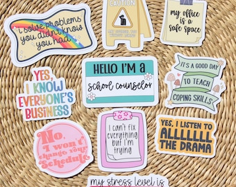 School Counselor 10-Sticker Pack, Teaching Sticker, Gift for School Counselor, Guidance Counselor Stickers, School Appreciation Gift, Laptop