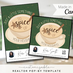 Spice Up Pop-By Tags, EDITIERBARE VORLAGE, Makler, Immobilienmarketing, Feiertage Pop-by, Weihnachts-Pop-by für Makler, Chai Tea Pop-by-Tag