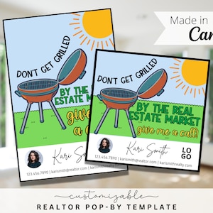 Don&#39;t Get Grilled By The Real Estate Market Pop-By Tags, EDITABLE TEMPLATE, Realtor, Referral, Real Estate Marketing, Farming, Client Thanks