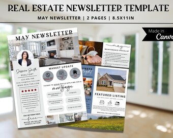 Real Estate May Newsletter, Real Estate Marketing, EDITABLE TEMPLATE, Realtor Newsletter, Real Estate Printable, Canva, Real Estate Farming
