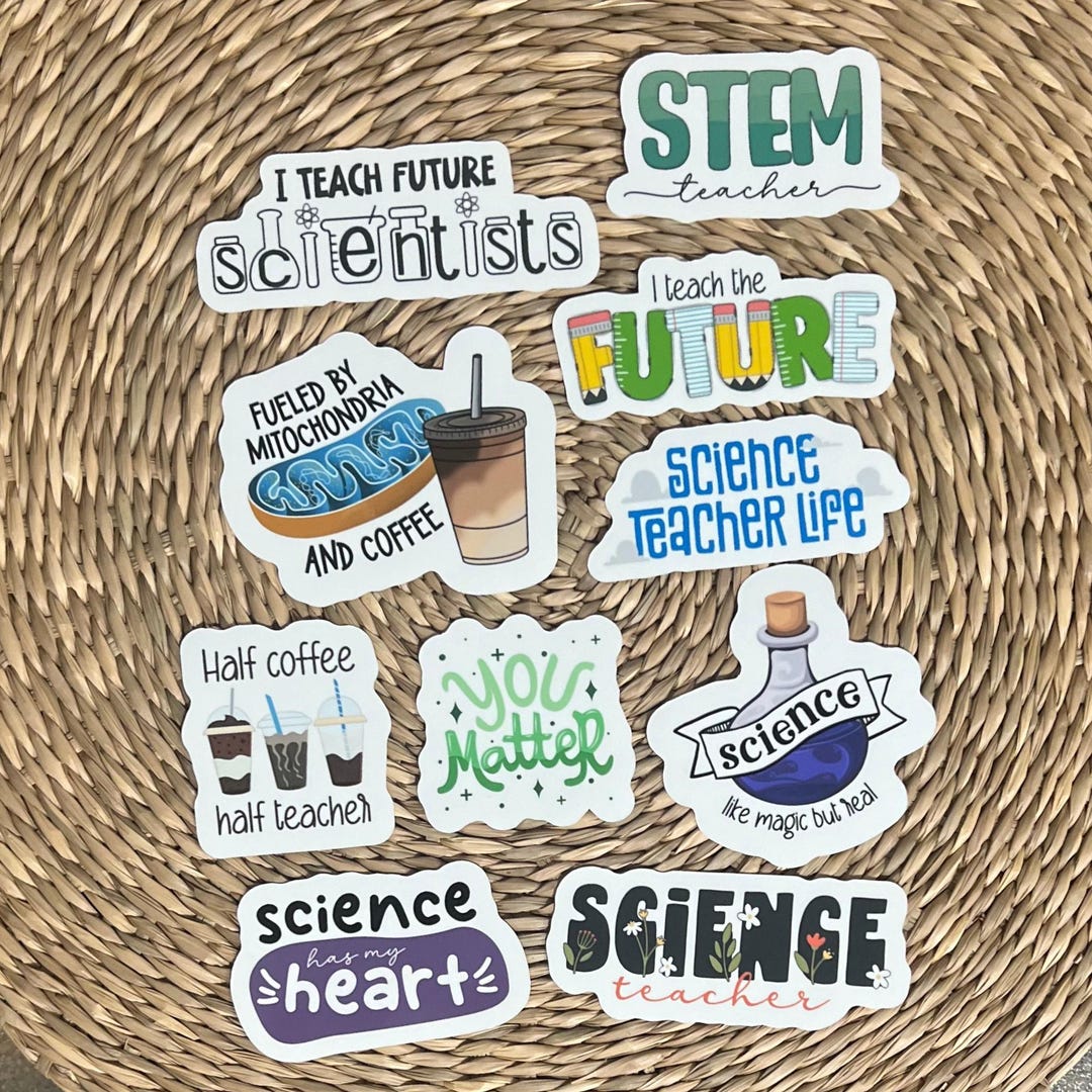 Science Teacher 10-sticker Pack, White or Clear, Decals, Vinyl Stickers ...