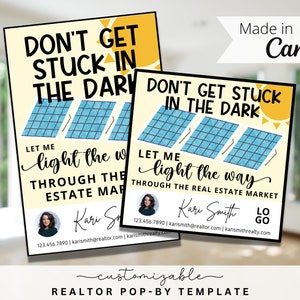 Solar Energy Light Themed Pop-By Tags, EDITABLE TEMPLATE, Realtor, Referral, Real Estate Marketing, Canva, Farming, Solar Energy, Light