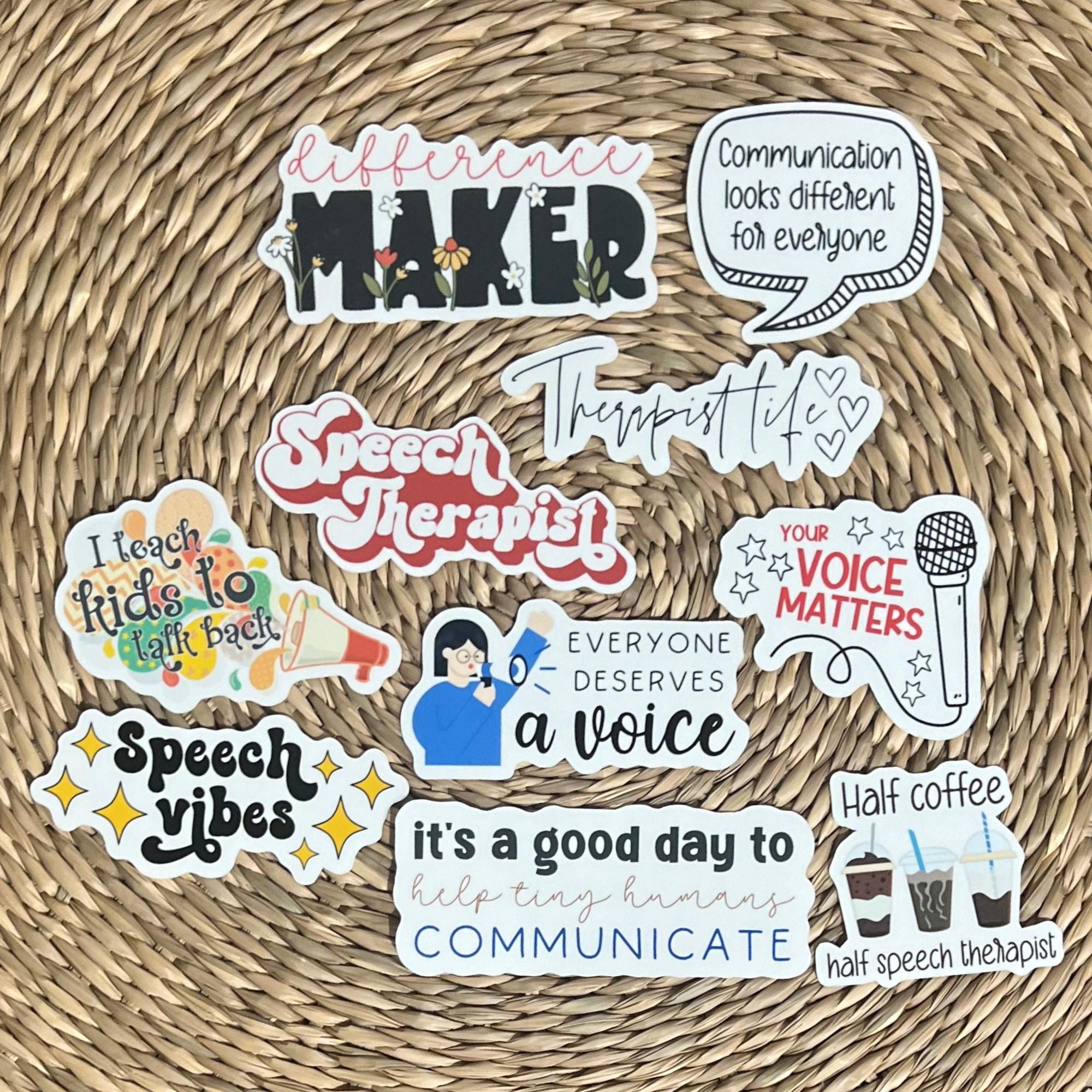 Speech Therapist 10-Sticker Pack, Decals, Vinyl Stickers, Laptop Stickers, ST, Gift for Speech Therapist, Stickers, Occupation Stickers