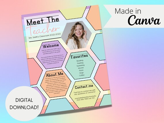 Meet the Teacher Template Elementary School Back to School - Etsy