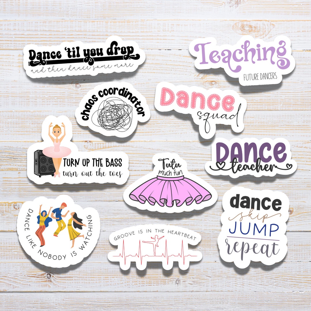 Dance Teacher Stickers 10 Pack, White or Clear, Decals, Vinyl Stickers ...