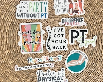 Physical Therapist 10-Sticker Pack, Vinyl Stickers, Laptop Stickers, Gift for PT, Dr of Physical Therapy Stickers,Occupation Stickers