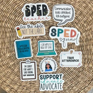 Special Education Teacher 10-Sticker Pack, White or Clear, Decals, Stickers, Laptop Stickers, Teaching Sticker, Gift for SPED Teacher