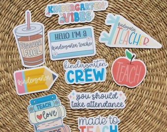 Grade Level Teacher 10-Sticker Pack, Custom School Stickers for Teachers K-12, First Grade Teacher Stickers, Teacher Gift, Classroom Decals