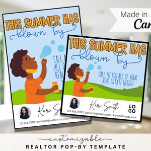 This Summer Has Blown By Pop-By Tags, EDITABLE TEMPLATE, Realtor, Referral, Real Estate Marketing, Canva, Farming, Summer Pop-by, Bubble Tag