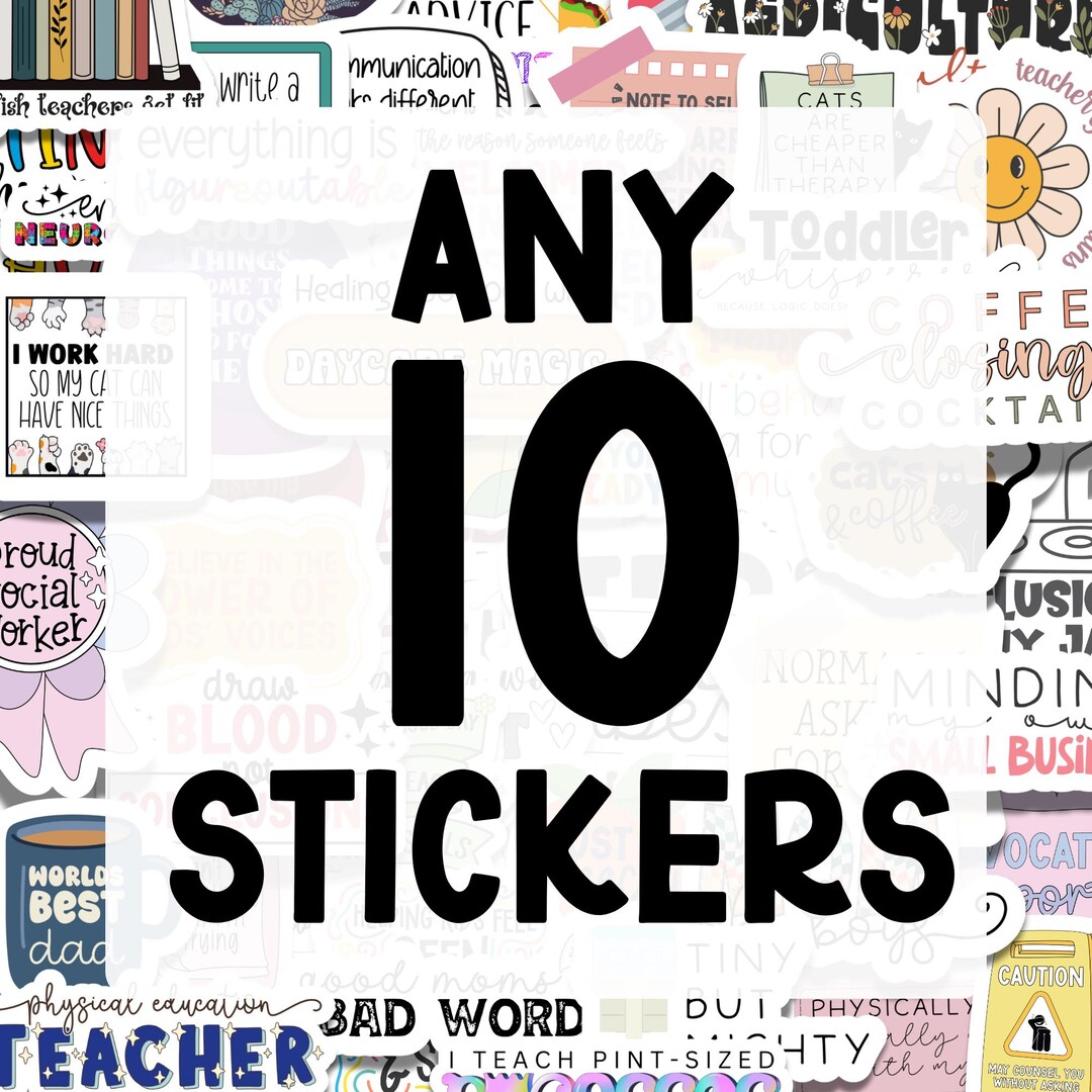 Choose Any 10 Single Stickers, Ten Sticker Bundle, Pick Your Own ...