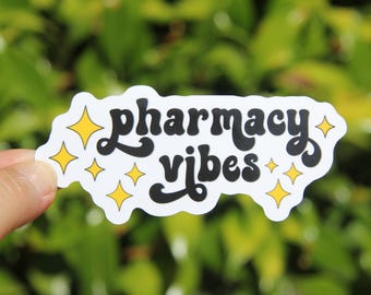 Pharmacy Vibes Sticker, Pharmacy Technician Sticker, Decal, Vinyl Sticker, Laptop Sticker, Gift for Pharmacy Tech, Occupation Sticker