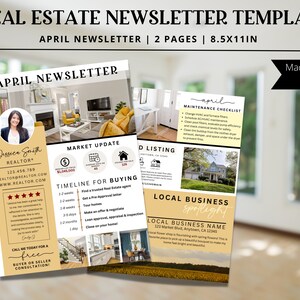 Real Estate April Newsletter, Real Estate Marketing, EDITABLE TEMPLATE, Realtor Newsletter, Real Estate Printable, Canva, Realtor Farming