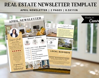Real Estate April Newsletter, Real Estate Marketing, EDITABLE TEMPLATE, Realtor Newsletter, Real Estate Printable, Canva, Realtor Farming