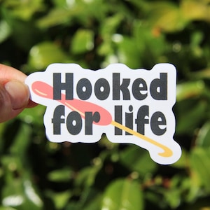 Hooked for Life Sticker, Crochet Sticker, Yarn Stickers, Laptop Decal, Knitting Crochet Gift, Funny Crafting Sticker, Gift for Friend