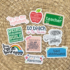 Teacher 10-Sticker Pack, White or Clear, Laptop Stickers, Teaching Sticker, Gift for Teacher, School Year Gift, Teacher Appreciation