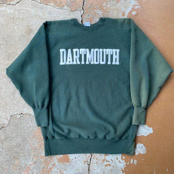 Vintage Dartmouth College Ivy School Champion Reverse Weave Sweatshirt Men's XXL Green Sun Faded 90s