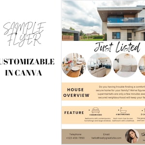 FLYER for Real Estate Agent Minimalist Simple and Customizable in Canva