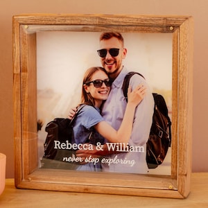 Couple Travel Memory Box, Custom Photo Ticket Shadow Box Keepsake, Adventure Souvenir Gift for Couples, Christmas Gift for Couples