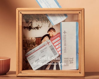 Travel Shadow Box, Adventure Memory Box, Ticket Keepsake Box, Gifts for Travelers, Memory Box, Photo Picture Shadow Box, Date Night Keepsake