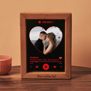 Acrylic Photo Song Beechwood Frame, Album Cover Music Lover Songwriter Picture Keepsake, Unique Sentimental Wedding Anniversary Friend Gift