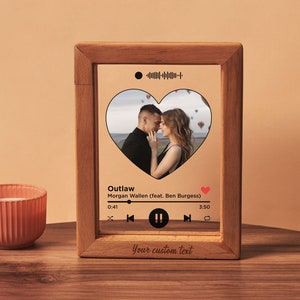 Acrylic Photo Song Beechwood Frame, Album Cover Music Lover Songwriter Picture Keepsake, Unique Sentimental Wedding Anniversary Friend Gift