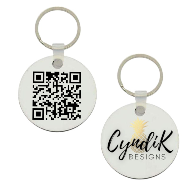 Scannable QR Code Keychain Logo Key Ring Electronic Business Etsy