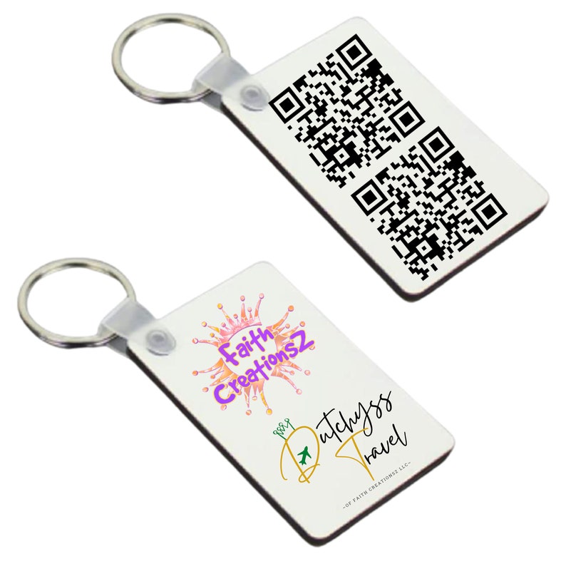 Scannable QR Code Keychain Logo Key Ring Electronic Business Etsy