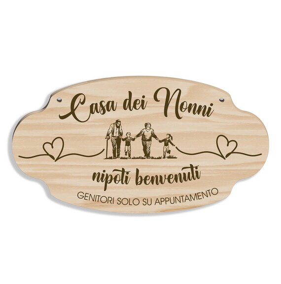 Targa In Metallo Per Nonni 15x20 Cm - Scritta Divertente Per La Casa, Regalo Umoristico Per Nonna E Nonno Che Viziano I Nipoti