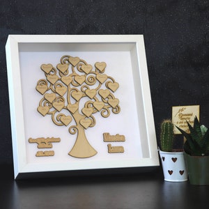 Cornice Quadro Albero della Vita in Legno Personalizzato con Nomi - Idea Regalo Maestra Natale