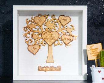 Marco de fotos de madera familiar Árbol de la vida personalizado con nombres - Idea de regalo