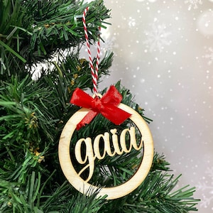 Decorazione in Legno Personalizzabile con Nome da appendere all'albero di Natale Idea Regalo