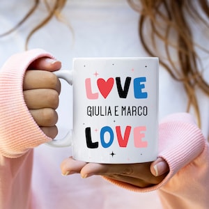Ceramic Mug Personalized with Names Love