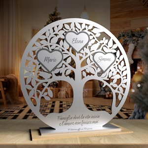 Albero della Vita Famiglia in Plexiglass Personalizzato con Nomi e Frase - Idea Regalo Natale - Compleanno