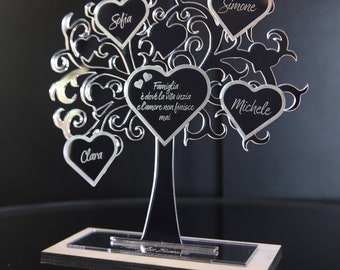 Árbol genealógico de la vida personalizado con nombres en plexiglás - Idea de regalo