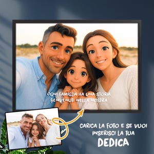 Quadro 3D Stile Cartoon Personalizzato con Foto e Dedica – Idea Regalo Originale Festa della mamma - Papà-Nonni-Amici-Natale-Compleanno
