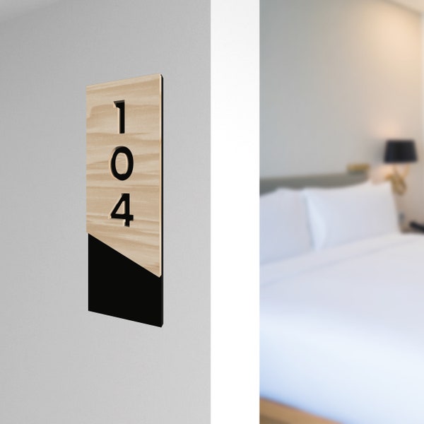 Numéros de chambre d'hôtel (mod. Marti) - Plaques d'hôtel en plexiglas personnalisées avec vos numéros