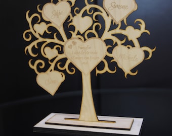 Albero della Vita Famiglia Personalizzato con Nomi in Legno  - Idea Regalo