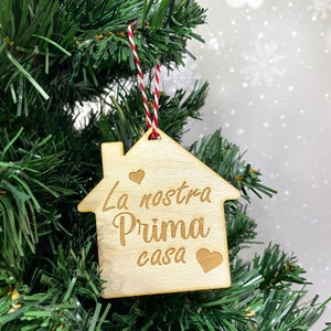 Decorazione in Legno a forma di Casetta Personalizzabile da appendere all'albero di Natale Idea Regalo