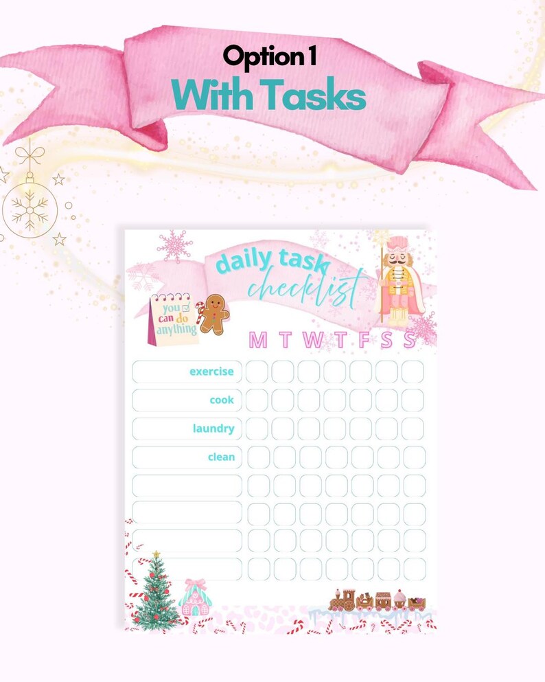 Task Checkboxes Daily Printable Task Checklist, Daily Weekly, Chore Chart, Holiday Themed - Etsy