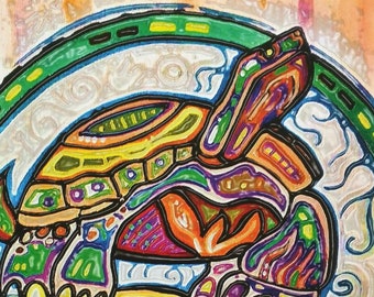 Turtle "Wise One" Art Print: Indigenous Woodland Art