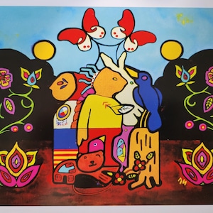 Print "Love of Our Ancestors", Indigenous Cultural Wall Art, Woodland Medicine Art Wall Décor, Canadian Aboriginal Painter Annette Sullivan