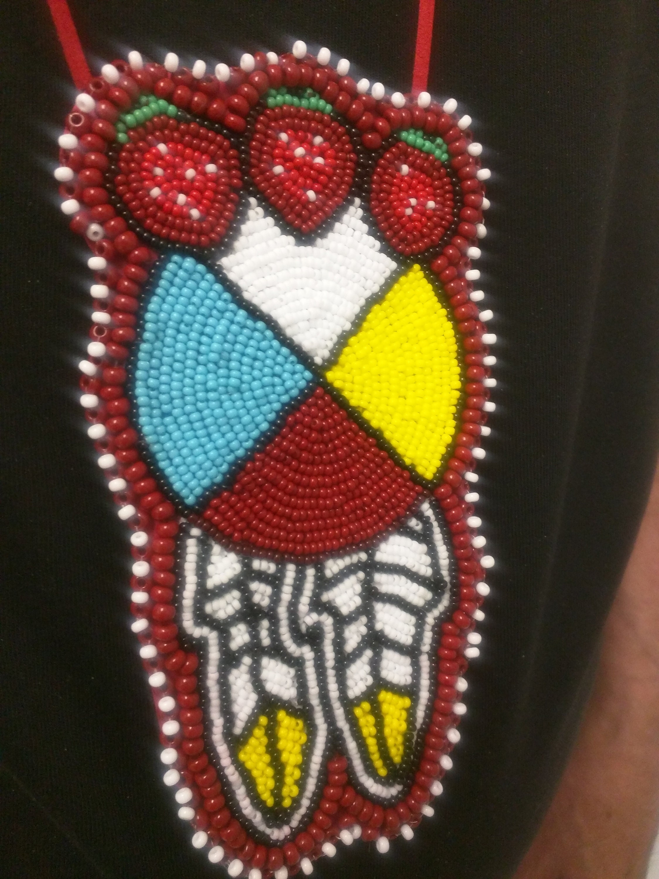 Special Edition Strawberry Medallion, Handmade, Beaded Jewellery, Nativemade, Medicine Wheel