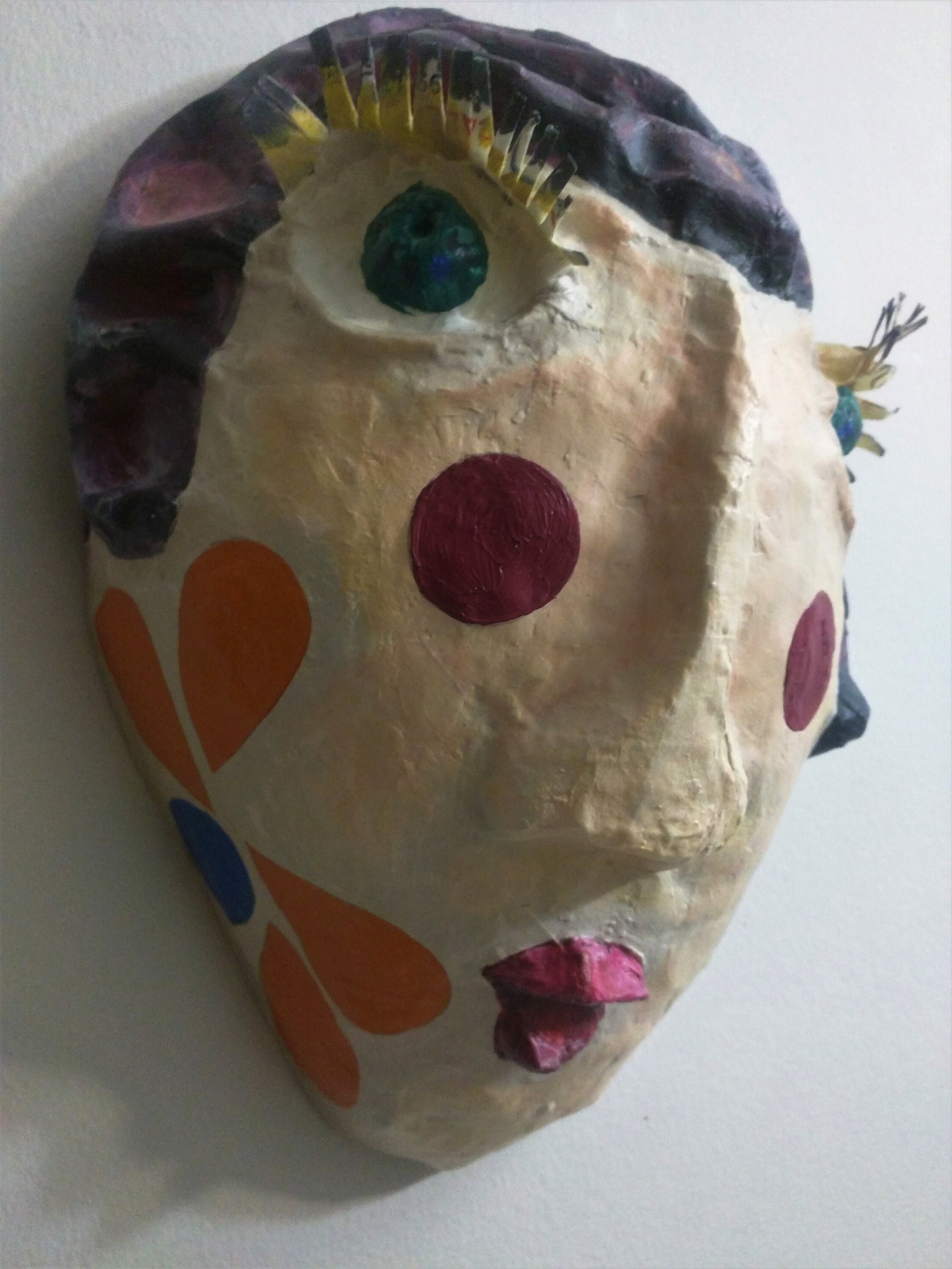 Paper-Mâché Sculpture, 3-D Folk Art, "Big Curl", Handmade Wall Mount Original Sculpture, by Award Winning Indigenous Artist Annette Sullivan