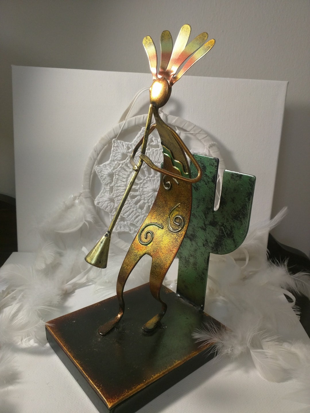 Sculpted Metal Kokopelli Table Top Deity Figurine Etsy