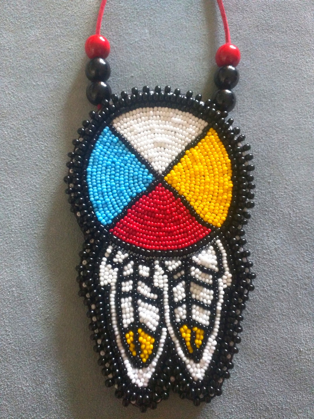 Handmade, Beaded Jewellery, Nativemade, Medicine Wheel Medallion, Necklace Etsy