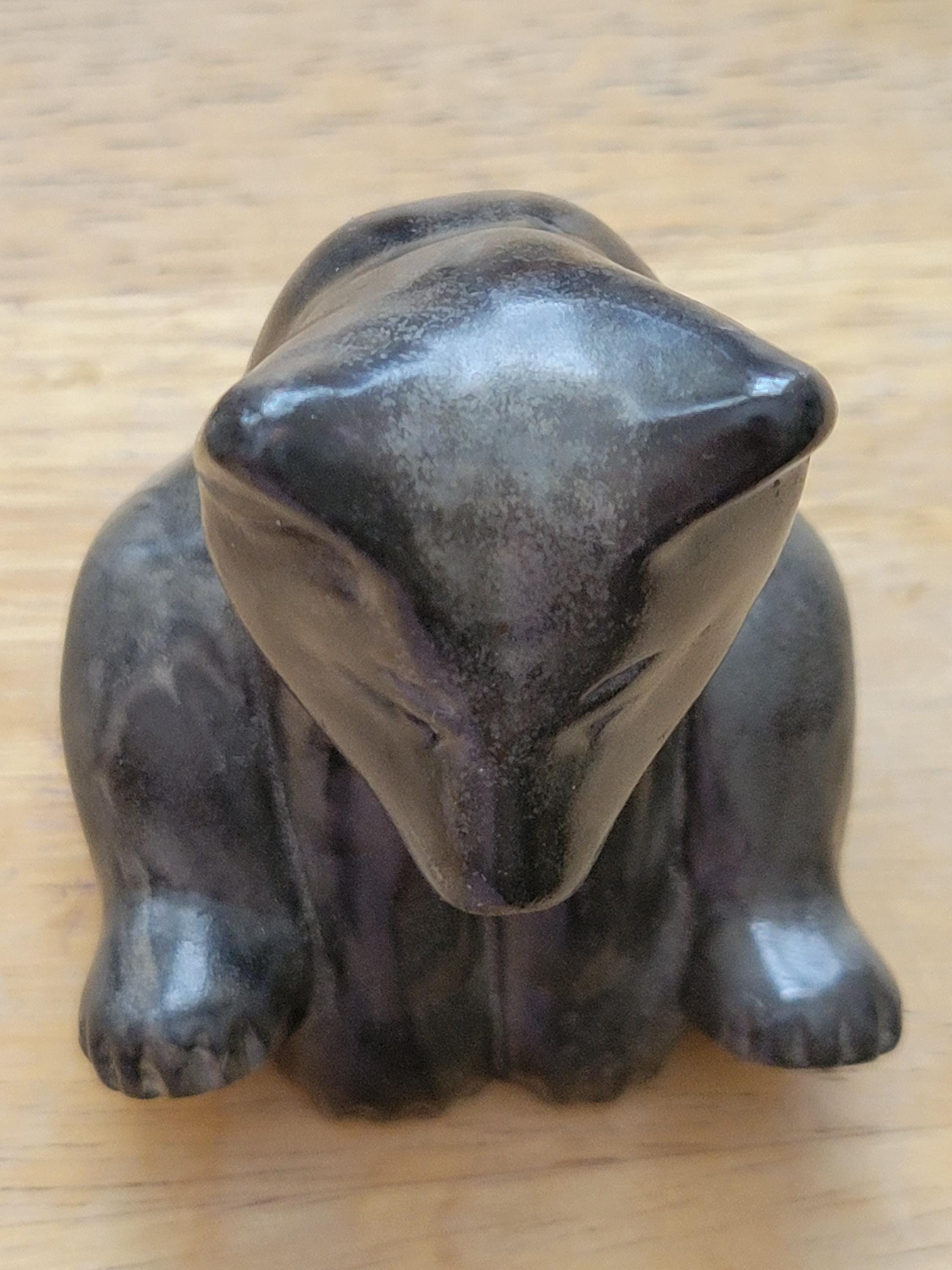 Hand Carved Soapstone Wolf Figurine: Thorn Arts Canada Collectible