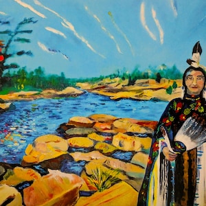 Aboriginal Art Print &quot;Chippewa Grandmother&quot; by Award Winning Artist Annette Sullivan, Indigenous Story-Telling Art, Home and Wall Décor