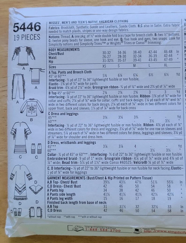 Factory Folded Uncut Native American Dress Regalia Powwow Simplicity Patterns, 2000, New in ...
