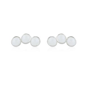 Tri-Circle Stud Earrings - Pearlescent Enamel